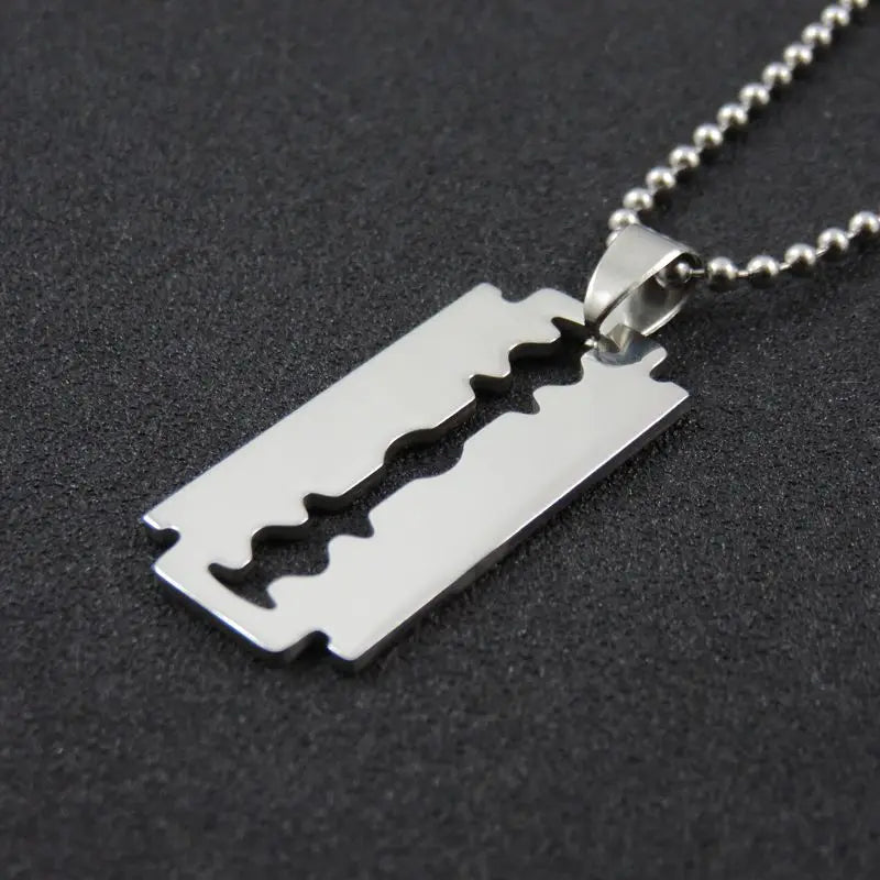 Stainless Steel Razor Blades Pendant Necklace Hero Jewelry