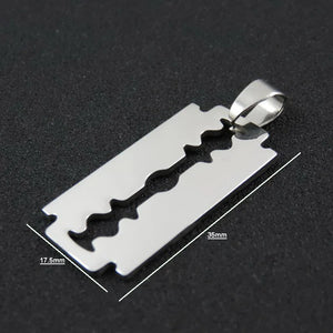 Stainless Steel Razor Blades Pendant Necklace Hero Jewelry