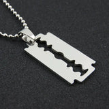 Stainless Steel Razor Blades Pendant Necklace Hero Jewelry