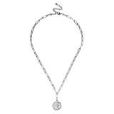 Stainless Steel Square Chain Coin Pendant Necklace For Women
