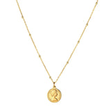 Stainless Steel Square Chain Coin Pendant Necklace For Women