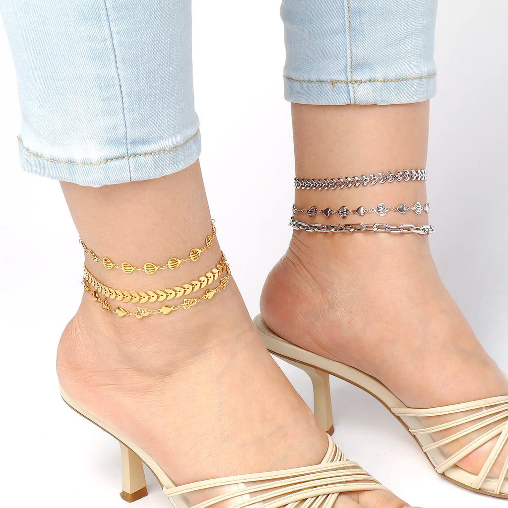 Stainless Steel Star Anklet Women Foot Jewelry Chain Anklet Bracelet