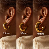 Stainless Steel Thick CC Huggie Hoop Earrings Round Tube PVD Ear Buckle