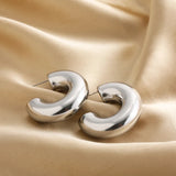 Stainless Steel Thick CC Huggie Hoop Earrings Round Tube PVD Ear Buckle