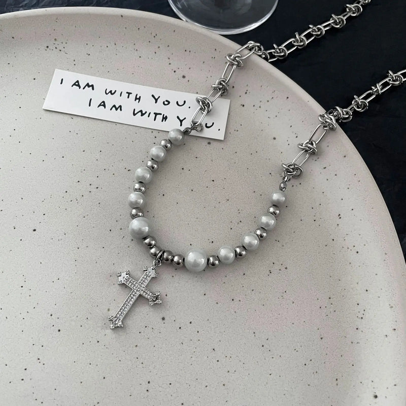 Stainless Steel Cross Pendant Necklace for Women Men