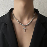 Stainless Steel Cross Pendant Necklace for Women Men