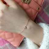 Rose CZ Bracelet Stainless Steel Thin Chain Jewelry