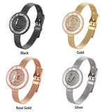 Stainless Steel CZ Letter Initial Charm Bracelet Watch
