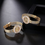 Stainless Steel CZ Letter Initial Charm Bracelet Watch