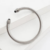 Stainless Steel Wire Agate Beads Bracelet Titanium Steel Bangle