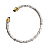 Stainless Steel Wire Agate Beads Bracelet Titanium Steel Bangle
