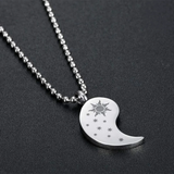 Stainless Steel Yin Yang Necklace Sun Moon Star Couple Pendant