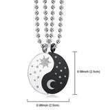 Stainless Steel Yin Yang Necklace Sun Moon Star Couple Pendant