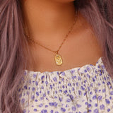 Zircon Constellation Necklace Stainless Steel Oval Pendant