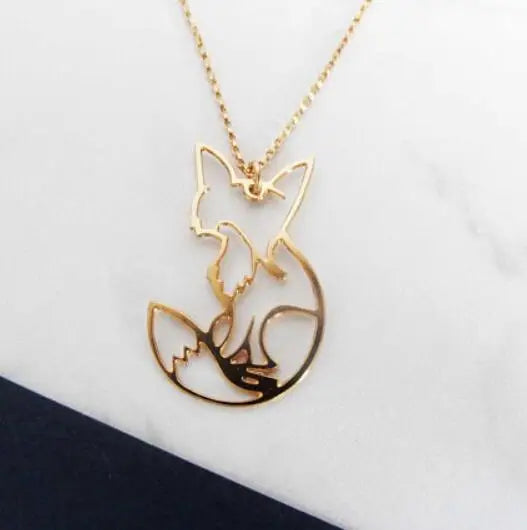 Stainless Steel Fox Pendant Women Animal Necklace Jewelry