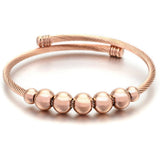 Stainless Steel Cable Wire Cuff Bangle Women Beads Bracelet