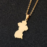 Stainless Steel Guyana Map Pendant Necklace for Women