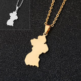 Stainless Steel Guyana Map Pendant Necklace for Women