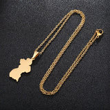Stainless Steel Guyana Map Pendant Necklace for Women