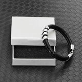 Men's Stainless Steel Leather Braided Bracelet