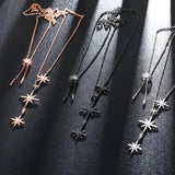 Star Crystal Pendant Necklace Three Stars Chain Necklace