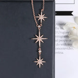 Star Crystal Pendant Necklace Three Stars Chain Necklace