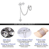 Star Shape Zircon Clip-on Earrings Girl Ear Cuff with Chain