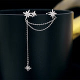 Star Shape Zircon Clip-on Earrings Girl Ear Cuff with Chain