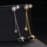 Star Shape Zircon Clip-on Earrings Girl Ear Cuff with Chain
