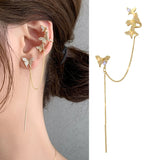 Star Shape Zircon Clip-on Earrings Girl Ear Cuff with Chain