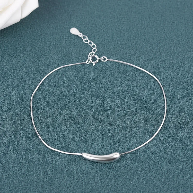 Sterling Silver Eggplant Shaped Anklet for Women