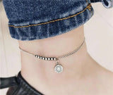 925 Sterling Silver Smiling Face Pendant Anklet Bracelet