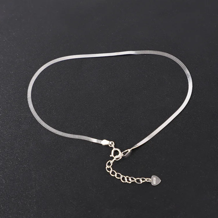 Snake Bone Shape Women Ankle Bracelet 925 Sterling Silver Anklet