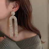 Long Rhinestone Statement Earrings for Women Party Crystal Tassel Earings