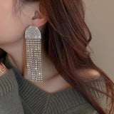 Long Rhinestone Statement Earrings for Women Party Crystal Tassel Earings