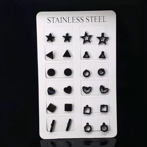Geometric Round Stainless Steel Stud Earrings for Women
