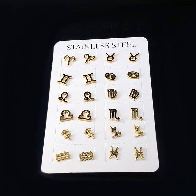 Geometric Round Stainless Steel Stud Earrings for Women