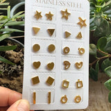 Geometric Round Stainless Steel Stud Earrings for Women