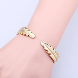 Leaf Shape Bracelet Cuff Bangle Plated Metal Statement Bracelet Open Bangle