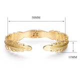 Leaf Shape Bracelet Cuff Bangle Plated Metal Statement Bracelet Open Bangle