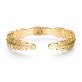 Leaf Shape Bracelet Cuff Bangle Plated Metal Statement Bracelet Open Bangle