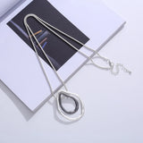 Metal Large Circles Pendant Necklace Long Chain Jewelry