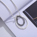 Metal Large Circles Pendant Necklace Long Chain Jewelry