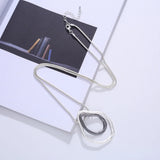 Metal Large Circles Pendant Necklace Long Chain Jewelry