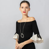 Metal Large Circles Pendant Necklace Long Chain Jewelry