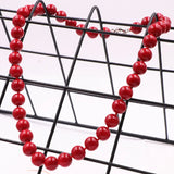 Women Artificial Coral Red Stone Beads Necklace Chain Choker Jewelry