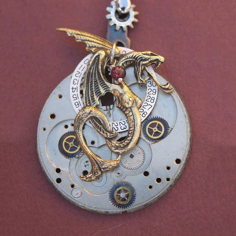 Steampunk Crab Watch Necklace Vintage Punk Chain Jewelry Pincer Pendant