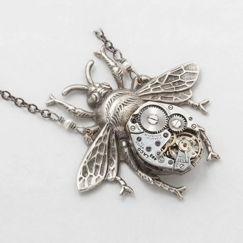 Steampunk Crab Watch Necklace Vintage Punk Chain Jewelry Pincer Pendant