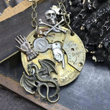 Steampunk Crab Watch Necklace Vintage Punk Chain Jewelry Pincer Pendant