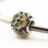925 Silver Florals Flower Charm Beads Crystal DIY Bracelets